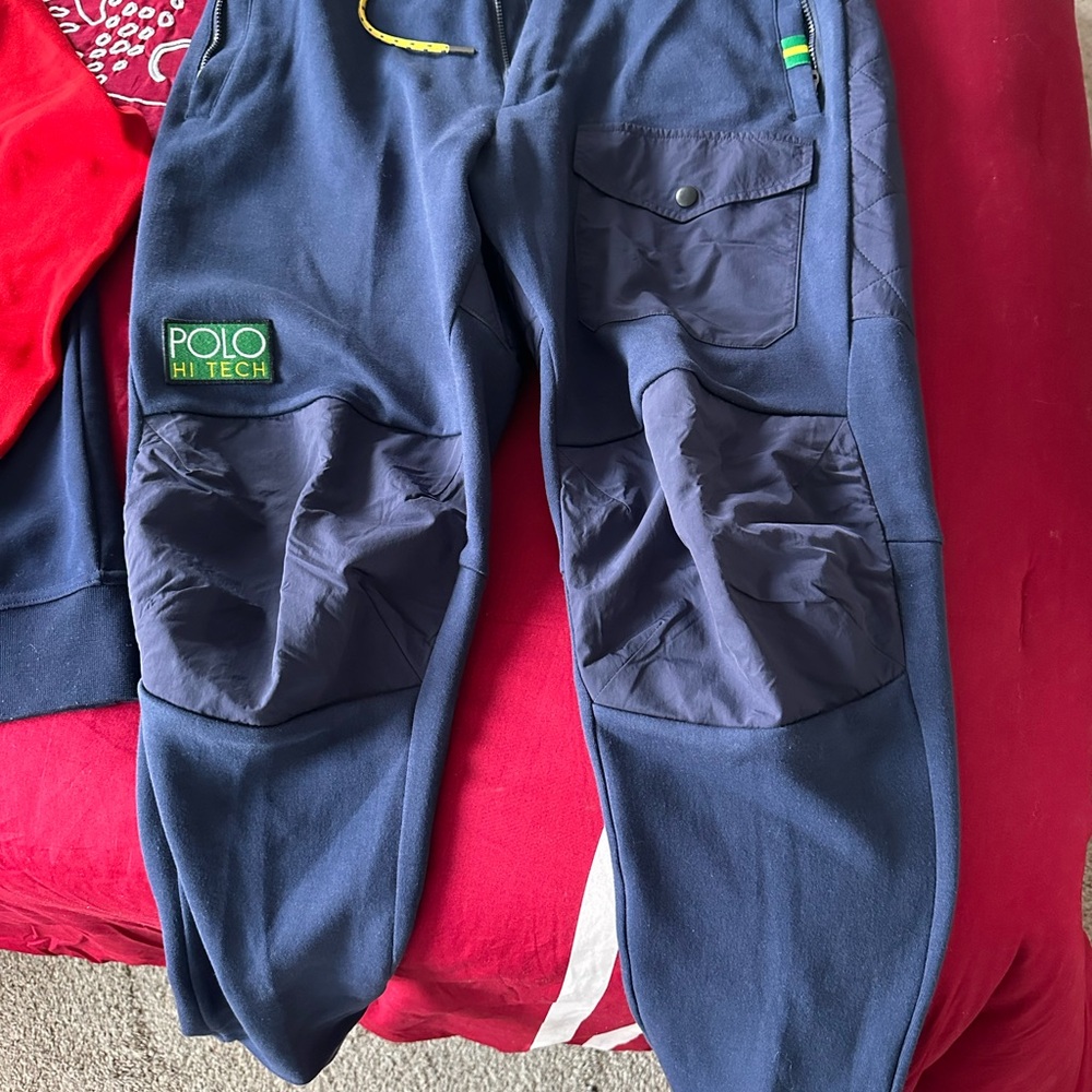 🔥🔥 Rare Polo by Ralph Lauren Yellow and Black Hoodie/Jogger Pants matching hat - Picture 7 of 11
